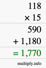 How to calculate 118 times 15 using long multiplication How to calculate 118 times 15 using long multiplication