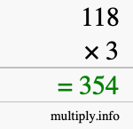 How to calculate 118 times 3 using long multiplication