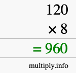 How to calculate 120 times 8 using long multiplication How to calculate 120 times 8 using long multiplication