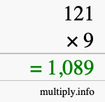 How to calculate 121 times 9 using long multiplication How to calculate 121 times 9 using long multiplication