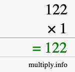 How to calculate 122 times 1 using long multiplication