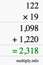 How to calculate 122 times 19 using long multiplication How to calculate 122 times 19 using long multiplication