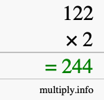 How to calculate 122 times 2 using long multiplication How to calculate 122 times 2 using long multiplication