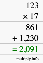 How to calculate 123 times 17 using long multiplication How to calculate 123 times 17 using long multiplication