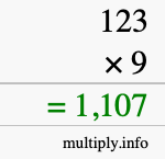 How to calculate 123 times 9 using long multiplication How to calculate 123 times 9 using long multiplication