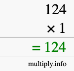 How to calculate 124 times 1 using long multiplication