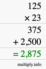 How to calculate 125 times 23 using long multiplication