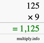 How to calculate 125 times 9 using long multiplication How to calculate 125 times 9 using long multiplication