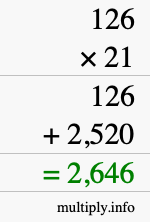 How to calculate 126 times 21 using long multiplication How to calculate 126 times 21 using long multiplication