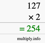 How to calculate 127 times 2 using long multiplication How to calculate 127 times 2 using long multiplication