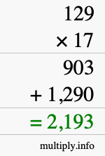 How to calculate 129 times 17 using long multiplication How to calculate 129 times 17 using long multiplication