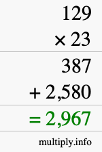 How to calculate 129 times 23 using long multiplication