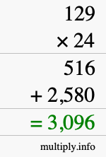 How to calculate 129 times 24 using long multiplication How to calculate 129 times 24 using long multiplication