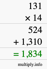 How to calculate 131 times 14 using long multiplication How to calculate 131 times 14 using long multiplication