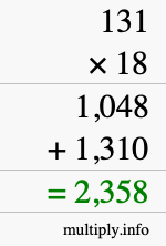 How to calculate 131 times 18 using long multiplication How to calculate 131 times 18 using long multiplication