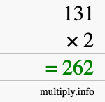 How to calculate 131 times 2 using long multiplication How to calculate 131 times 2 using long multiplication