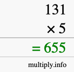 How to calculate 131 times 5 using long multiplication How to calculate 131 times 5 using long multiplication