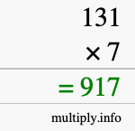 How to calculate 131 times 7 using long multiplication How to calculate 131 times 7 using long multiplication