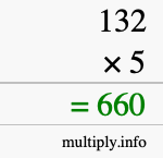 How to calculate 132 times 5 using long multiplication How to calculate 132 times 5 using long multiplication