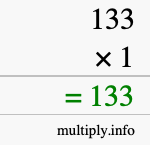 How to calculate 133 times 1 using long multiplication