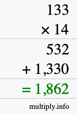 How to calculate 133 times 14 using long multiplication How to calculate 133 times 14 using long multiplication