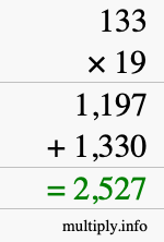 How to calculate 133 times 19 using long multiplication How to calculate 133 times 19 using long multiplication