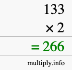 How to calculate 133 times 2 using long multiplication How to calculate 133 times 2 using long multiplication