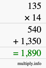 How to calculate 135 times 14 using long multiplication How to calculate 135 times 14 using long multiplication