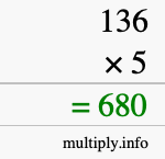 How to calculate 136 times 5 using long multiplication How to calculate 136 times 5 using long multiplication