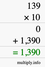 How to calculate 139 times 10 using long multiplication
