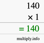 How to calculate 140 times 1 using long multiplication