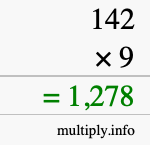 How to calculate 142 times 9 using long multiplication How to calculate 142 times 9 using long multiplication