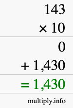 How to calculate 143 times 10 using long multiplication How to calculate 143 times 10 using long multiplication