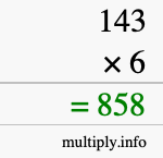 How to calculate 143 times 6 using long multiplication
