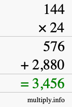 How to calculate 144 times 24 using long multiplication How to calculate 144 times 24 using long multiplication