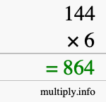 How to calculate 144 times 6 using long multiplication