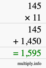How to calculate 145 times 11 using long multiplication How to calculate 145 times 11 using long multiplication