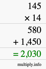 How to calculate 145 times 14 using long multiplication How to calculate 145 times 14 using long multiplication