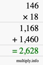 How to calculate 146 times 18 using long multiplication How to calculate 146 times 18 using long multiplication
