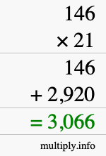 How to calculate 146 times 21 using long multiplication