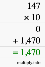 How to calculate 147 times 10 using long multiplication How to calculate 147 times 10 using long multiplication