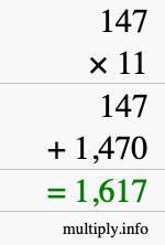 How to calculate 147 times 11 using long multiplication How to calculate 147 times 11 using long multiplication