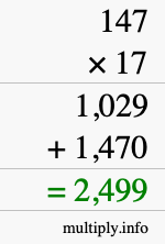 How to calculate 147 times 17 using long multiplication How to calculate 147 times 17 using long multiplication
