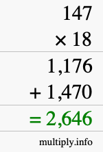 How to calculate 147 times 18 using long multiplication How to calculate 147 times 18 using long multiplication