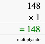 How to calculate 148 times 1 using long multiplication