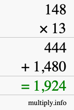 How to calculate 148 times 13 using long multiplication How to calculate 148 times 13 using long multiplication