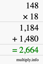 How to calculate 148 times 18 using long multiplication How to calculate 148 times 18 using long multiplication