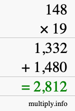 How to calculate 148 times 19 using long multiplication How to calculate 148 times 19 using long multiplication