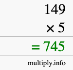 How to calculate 149 times 5 using long multiplication How to calculate 149 times 5 using long multiplication