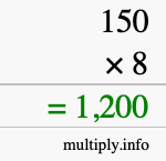 How to calculate 150 times 8 using long multiplication How to calculate 150 times 8 using long multiplication